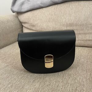 Sezane Claude Bag in Black Leather